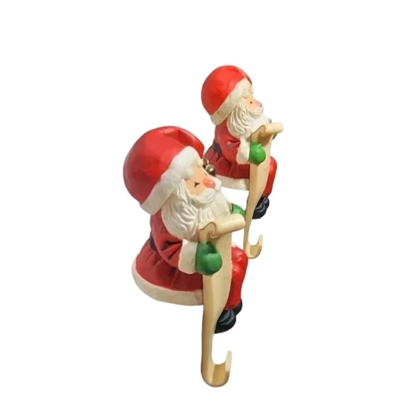 Vintage Santa Claus Checking His List Stocking Hanger 1984 Hallmark Set of 2 - Picture 8 of 11